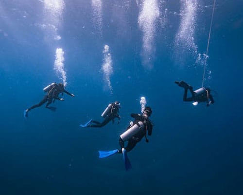 Confident scuba diver completing advanced training in Key Largo